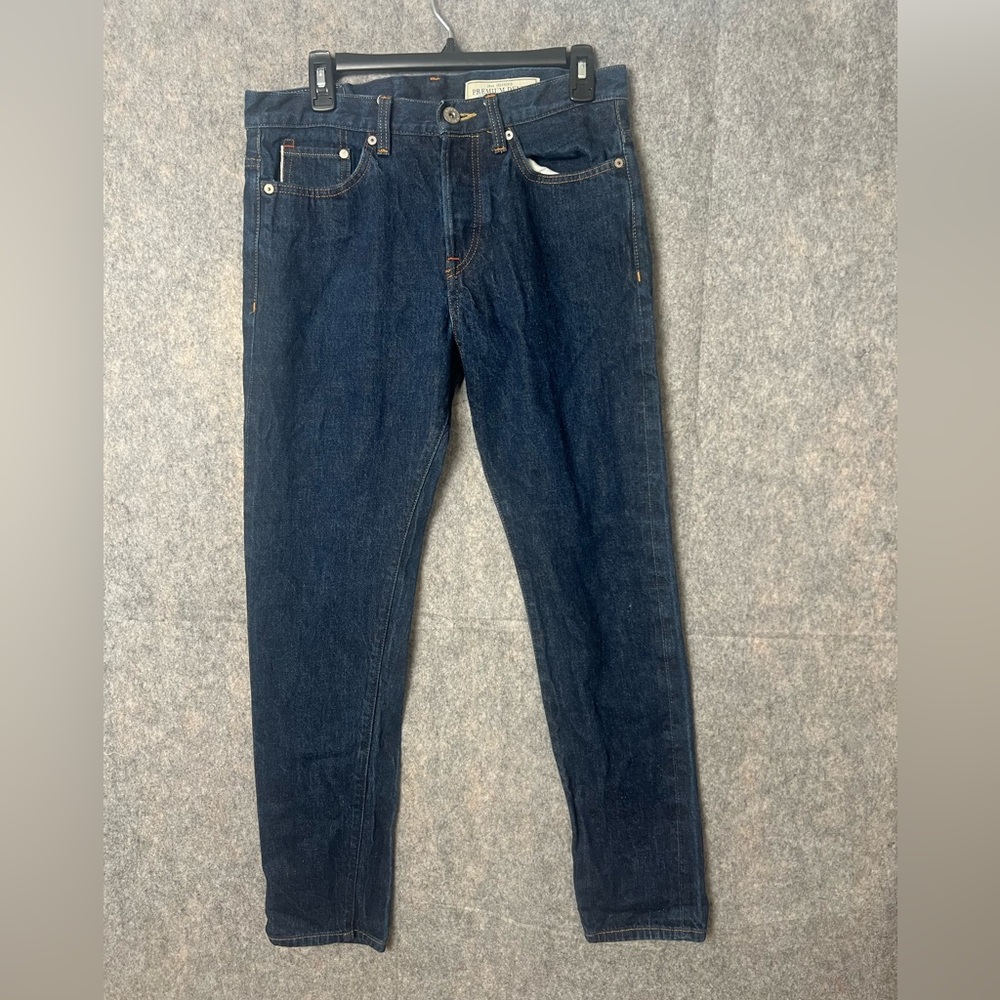 H&M &Denim Men Size 32 Selvedge 13oz Slim Taper Leg Dark Blue Denim Jeans